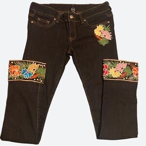 Alexander McQueen Floral Pearl Embroidered Jeans